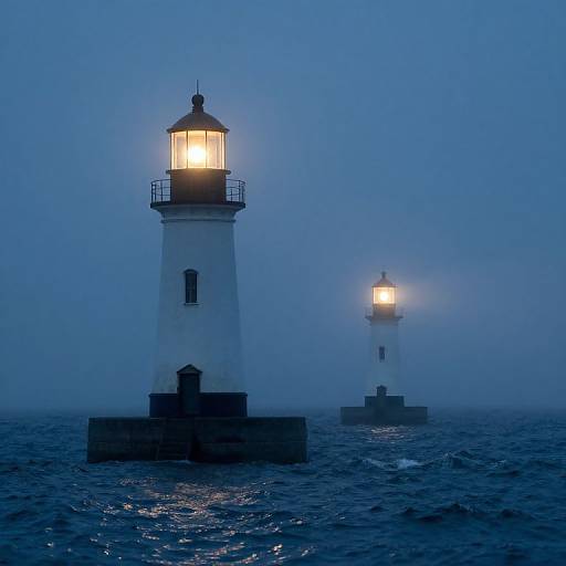 Lighthouses Amidst Ocean Mist