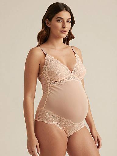 Fine-Art Studio Maternity Lingerie Portrait