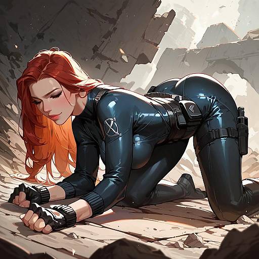 Black Widow Crawling in War Zone