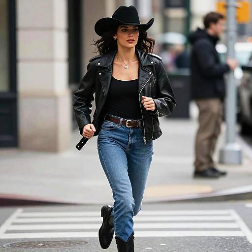 Stylish Woman Running in City