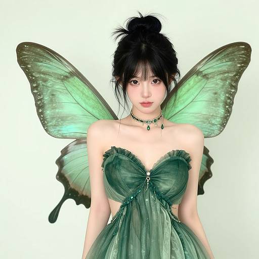 Girl with Green Butterfly Wings