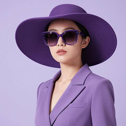 Elegant Woman in Purple Ensemble