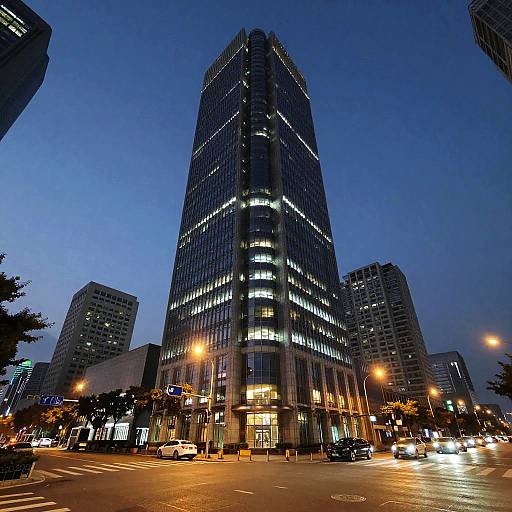 Night Street-Level Skyscraper Office Podium