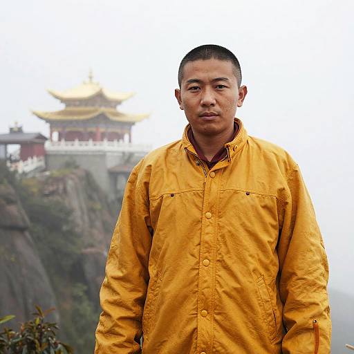 Mountain Monk in Saffron Leather Jacket