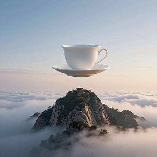 Solitary Teacup on Mountain Peak