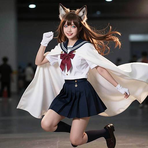 Iridescent-Eyed Girl in Dynamic Pose