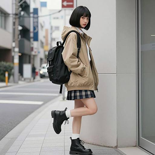 Young Woman in Urban Street Style