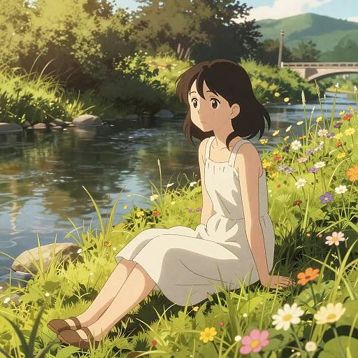 Anime Village Girl by Riverbank