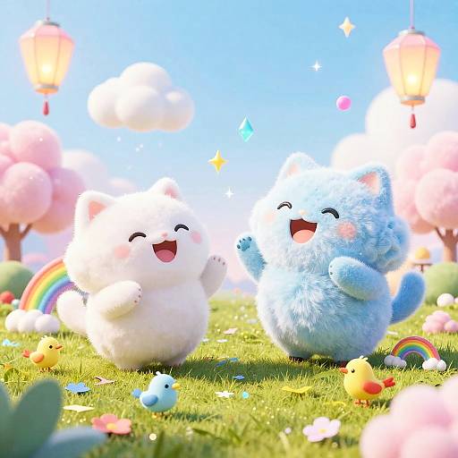 Playful Cloud Kittens in Dreamy Sky Garden