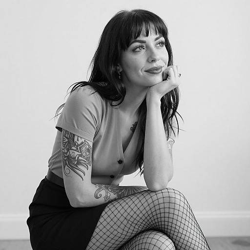 Black-and-White Tattooed Woman Portrait