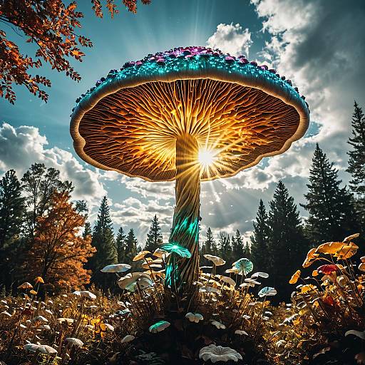 Gigantic Glowing Mushroom in Forest