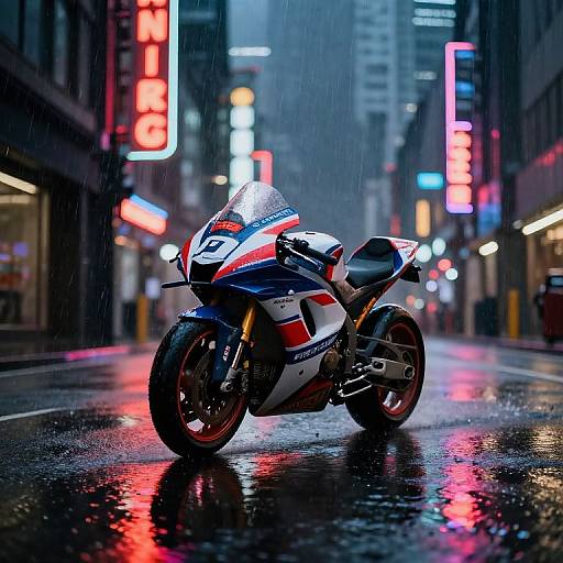 Rainy Neon Urban Motorcycle Race