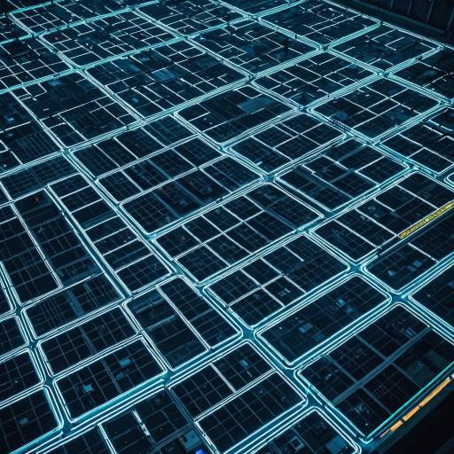 Dystopian Cityscape with Neon Grid
