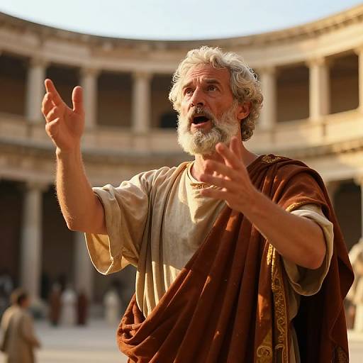 Majestic Speaker at Ancient Amphitheater