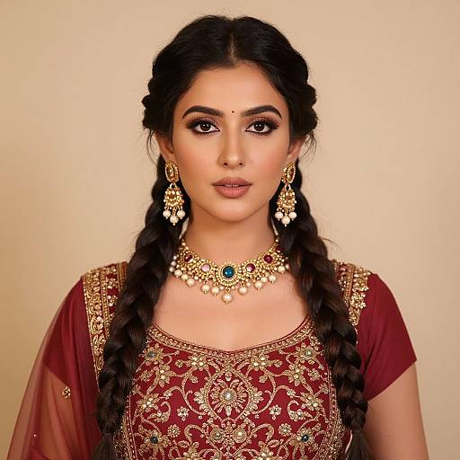 Woman in Diwali Outfit with Jewelry
