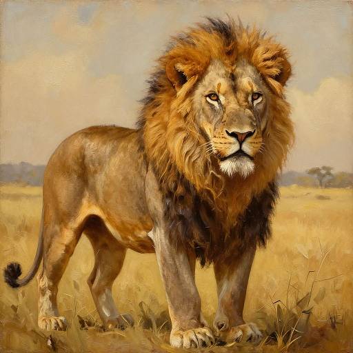 Majestic Lion in Impasto Style