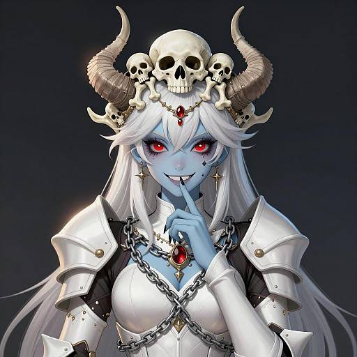 Fantasy Female Warrior with Skull Crown