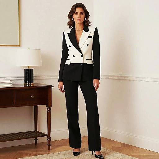 Miranda Lawson in Black and White Suit