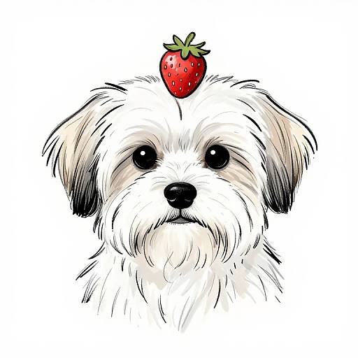 Havanese Dog Caricature in Ink