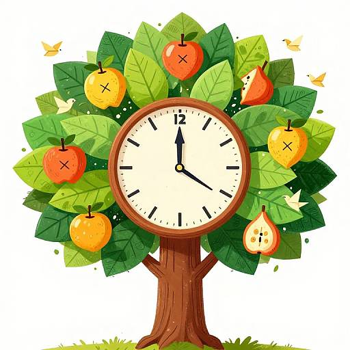 Whimsical Tree of Time and Birds