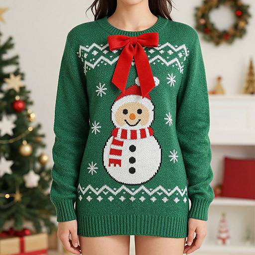 Woman in Festive Christmas Jumper