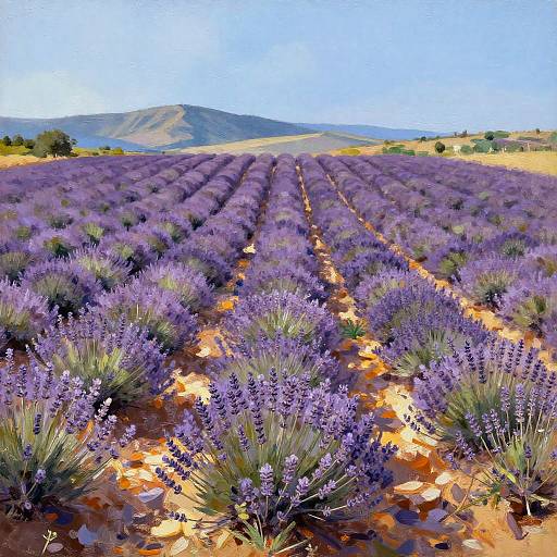 Impressionistic Lavender Field at Golden Hour