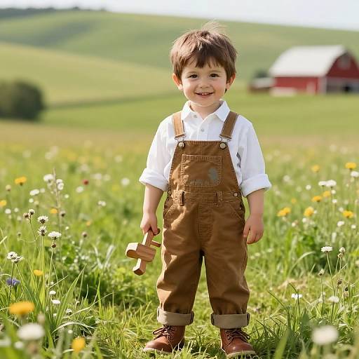 Cheerful Boy in Sunny Meadow