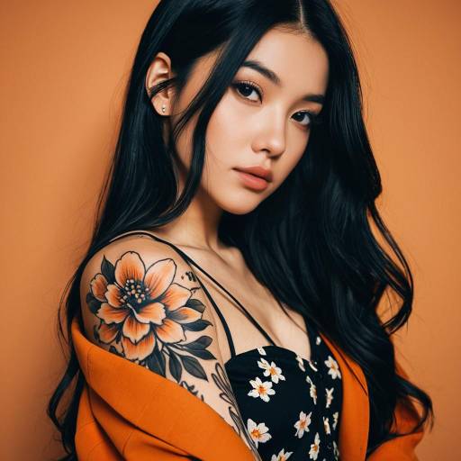 Portrait of Woman with Flower Tattoo