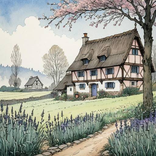 Charming European Medieval Cottage in Spring