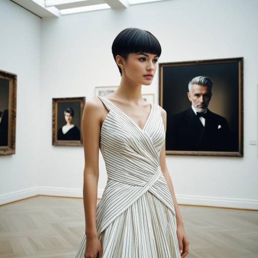 Fashion Model with Caesar Cut in Art Gallery
