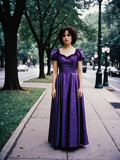 Woman in Purple Rain Dress