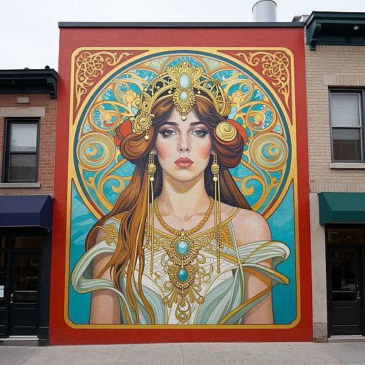 Vibrant Art Nouveau Mural in Montreal