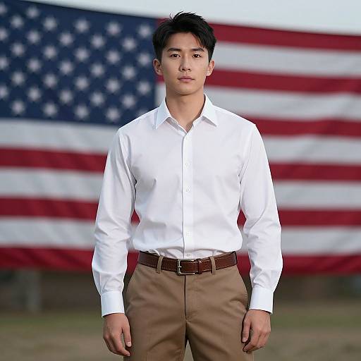 Realistic Asian Male in USA Costume