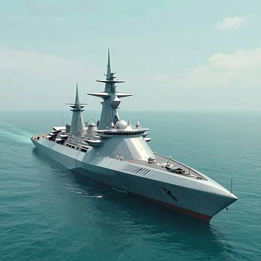 Colossal Otherworldly Vessel on Teal Sea