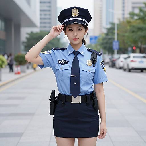 Woman in Police Officer Costume