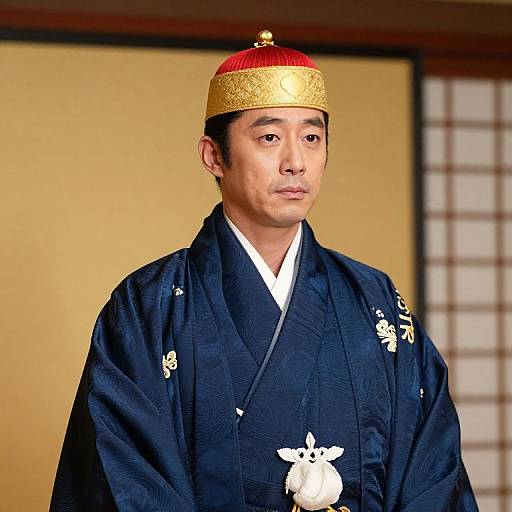 Man in Blue Kimono with Embroidery