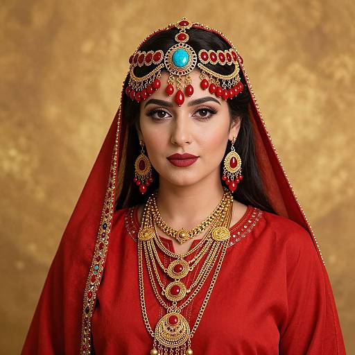 Vibrant Berber Woman in Red Attire
