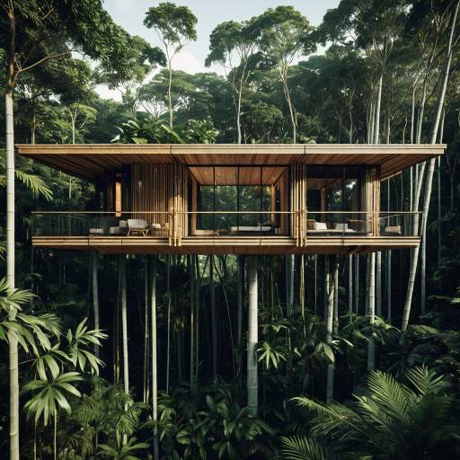 Modern Eco-Friendly Bamboo Treehouse in Rainforest