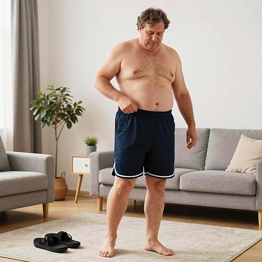 Middle-Aged Man Dressing in Sportswear