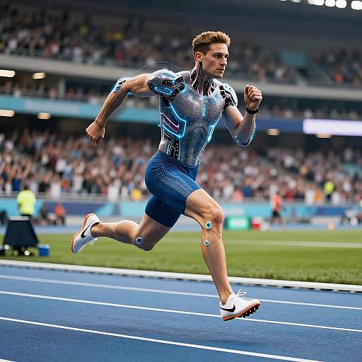 Cybernetic Athlete Sprinting on Digital Track