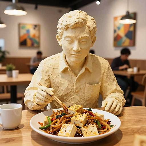 Tofu Stir Fry Human Sculpture Art