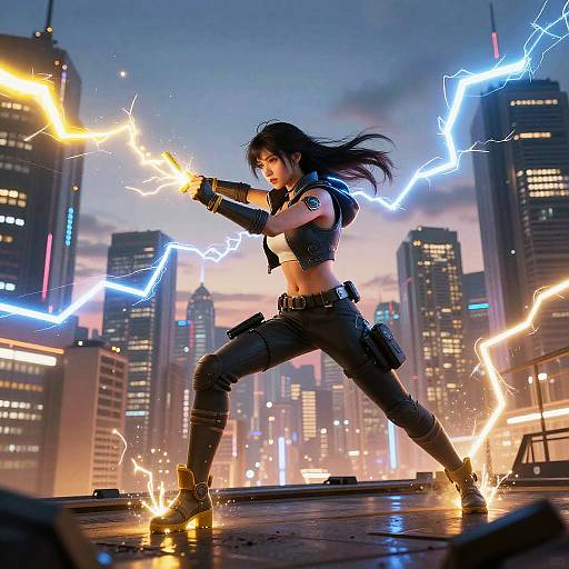 Futuristic electric warrior Elesa in action