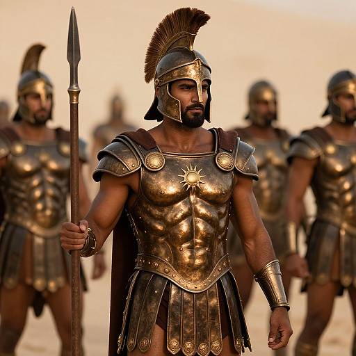 Heroic Spartan Warrior in Desert