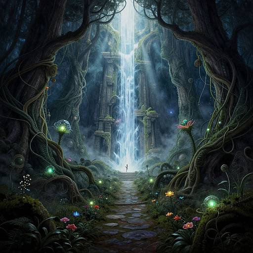 Alien Ruined Temple in Mystical Forest