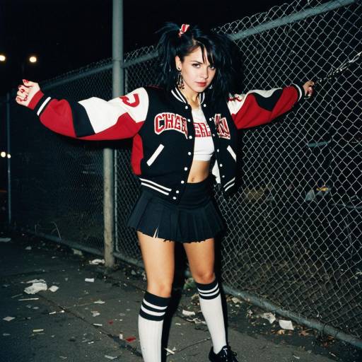 Edgy Punk Cheerleader at Night