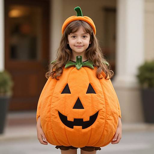 Young Girl in Pumpkin Costume