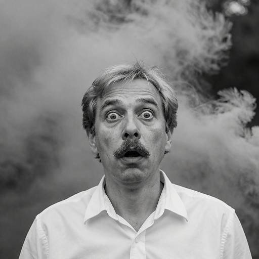 Shocked Man Staring at Mysterious Cloud