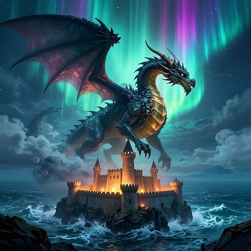 Mythical Dragon and Fortress Fantasy