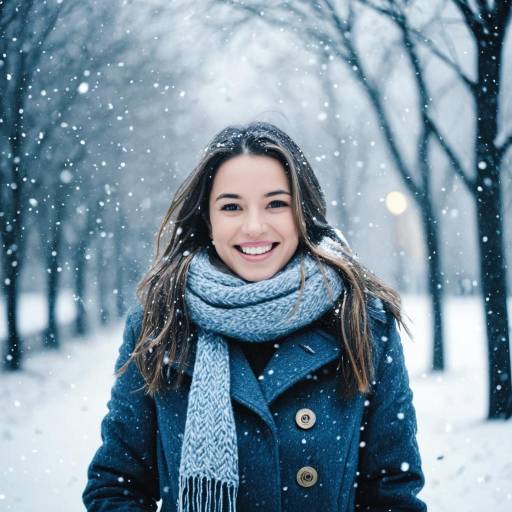 Young Woman Smiling in Snowy Winter Park