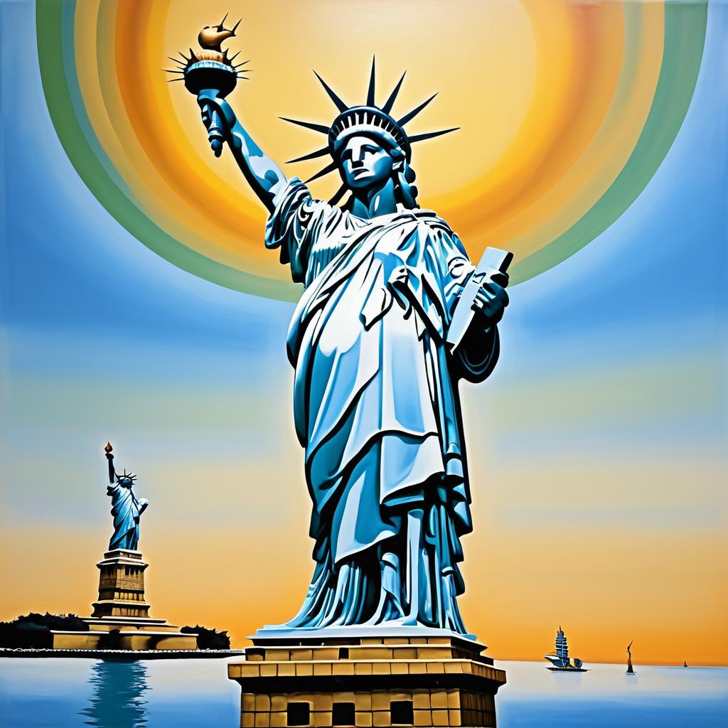 Surreal Statue of Liberty Oil Painting